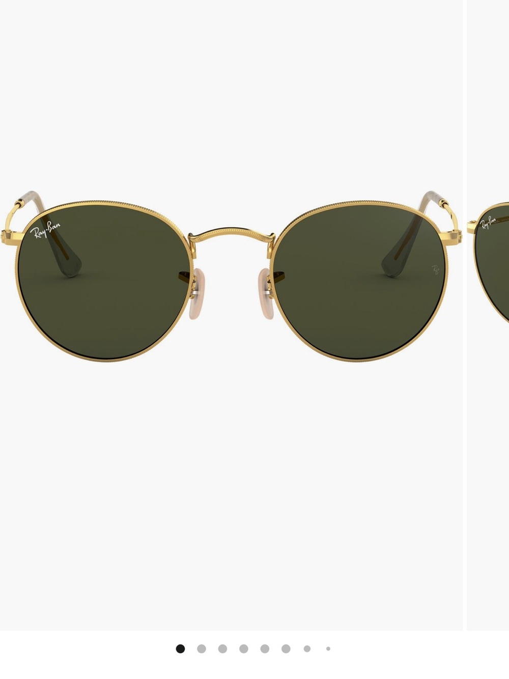 Ray-Ban Gold Frame Round Sunglasses with Green Lenses